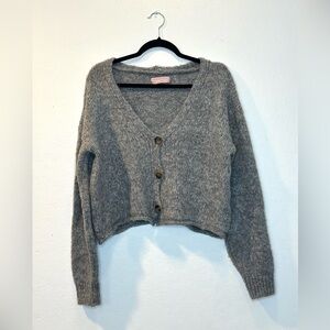 URBAN OUTFITTERS Oversized, Grey Deep-V Wool Cardigan